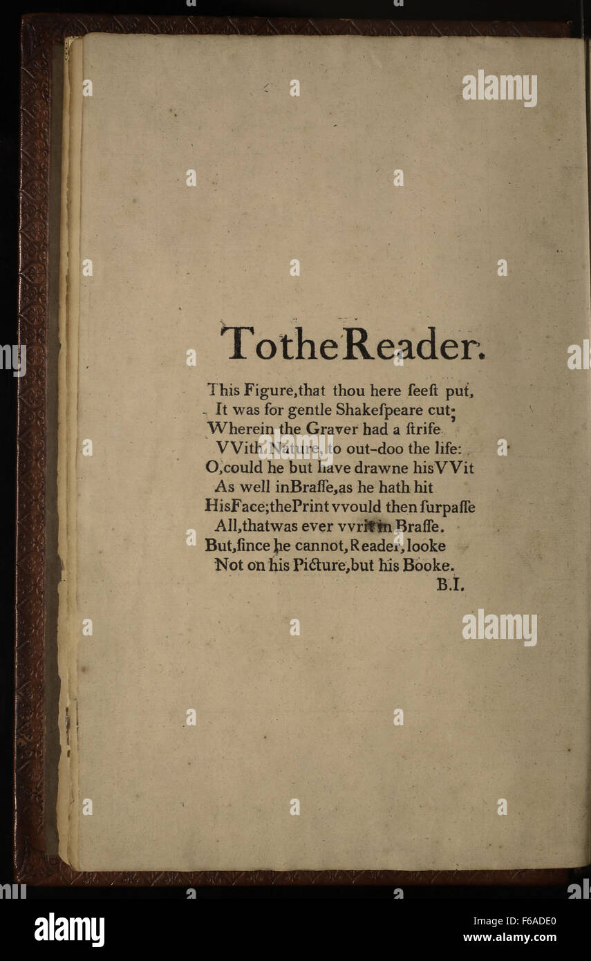 Ersten Folio für den Leser Stockfoto