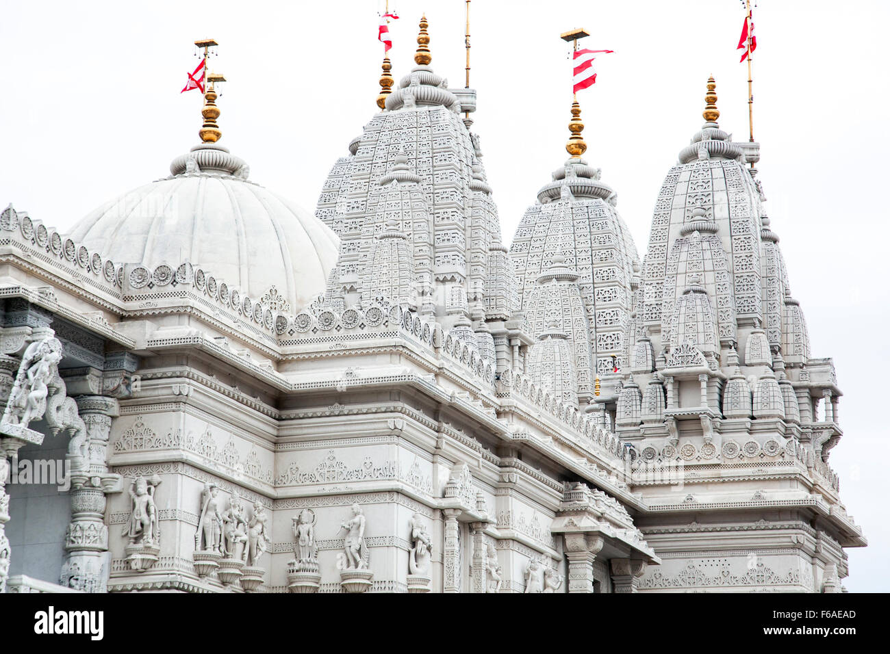 Detail der Neasden, Brent, BAPS Shri Swaminarayan Mandir (Neasden Tempel), London, UK Stockfoto
