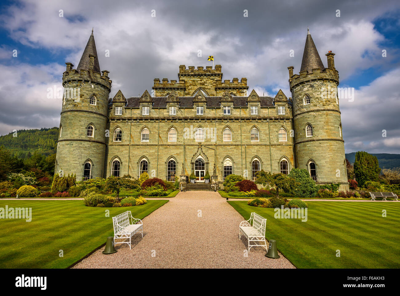 Inveraray Castle in westlichen Schottland, am Ufer des Loch Fyne Stockfoto