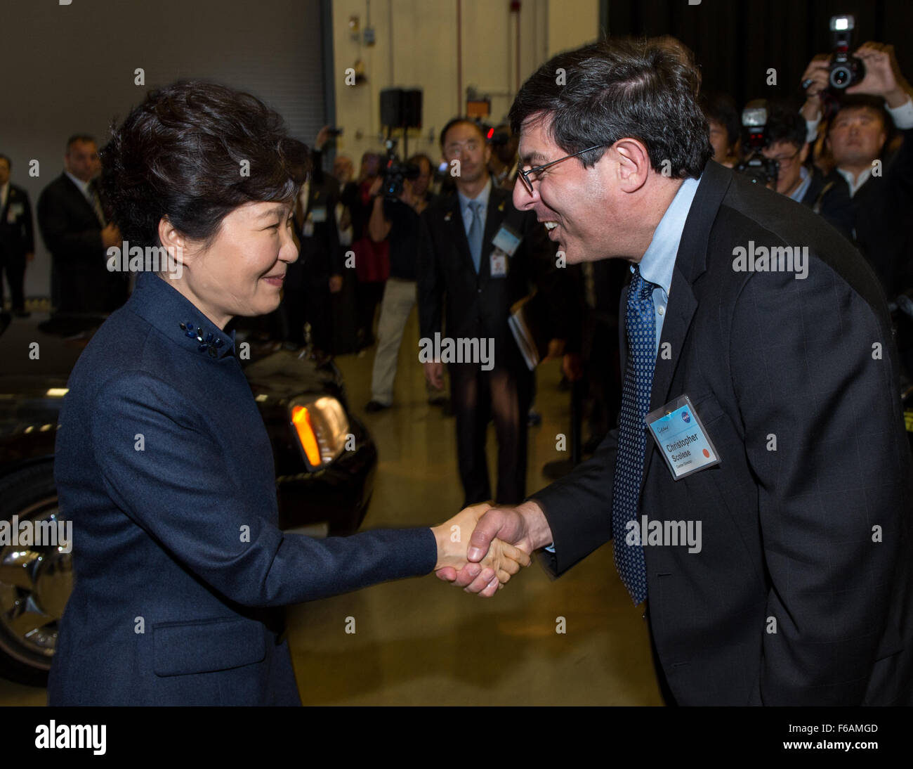 Präsident Park Geun-Hye von Südkorea besucht NASA Goddar Stockfoto