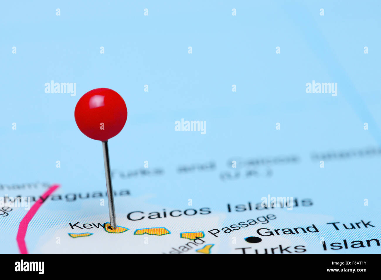 Kew, fixiert auf einer Karte von Amerika Stockfoto