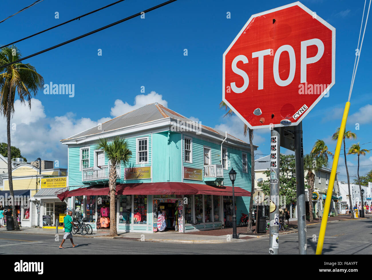 Tropische Ecke Sportswear an Kreuzung von Greene und Whitehead Street Key West Stockfoto