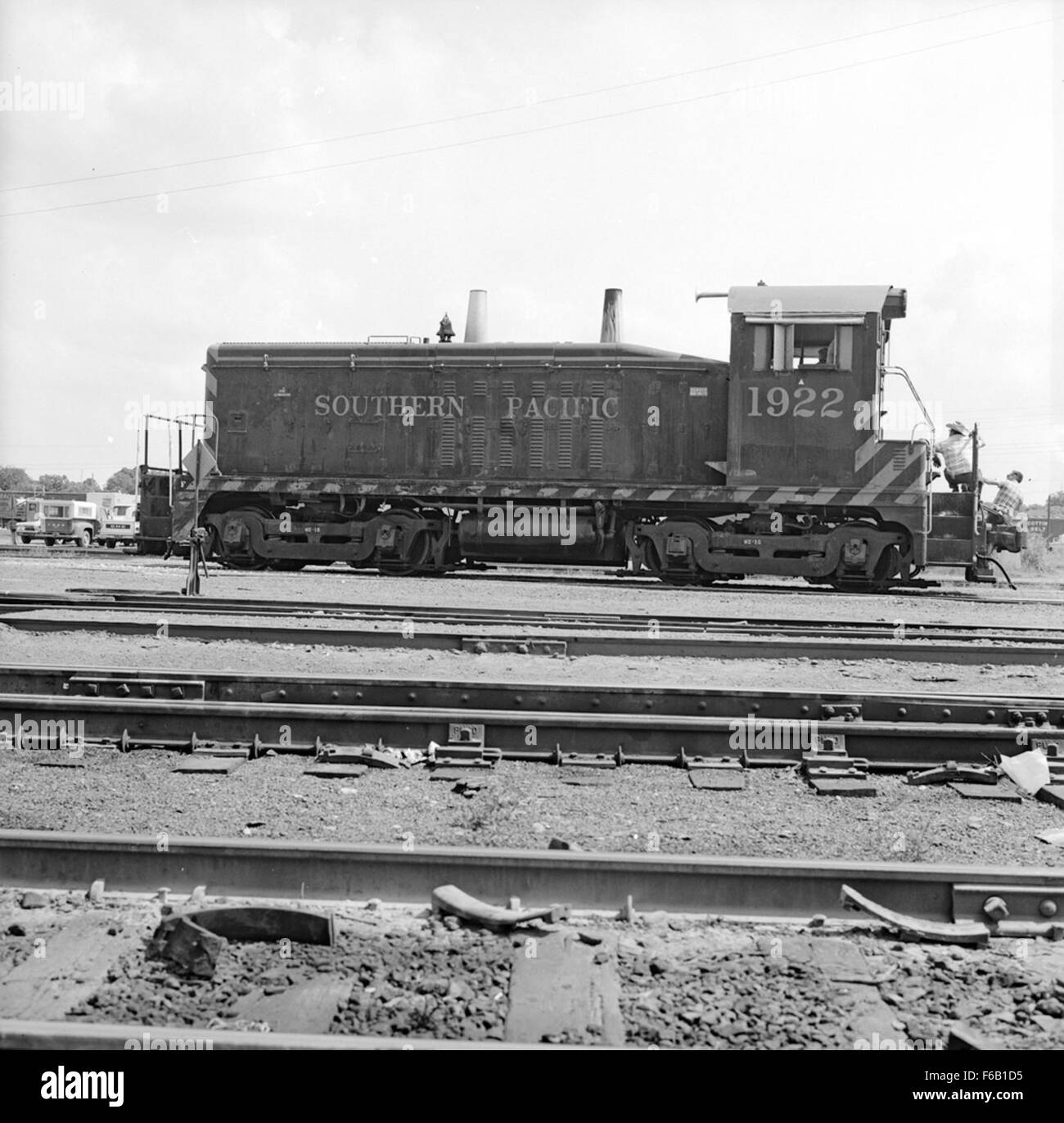 Southern Pacific Diesel Electric Switcher No. 1922, eine legendäre Lokomotive, die in Bahnhöfen eingesetzt wird, ist Teil der Geschichte der amerikanischen Eisenbahn und dient als Umschalter in verschiedenen Betriebsbereichen. Stockfoto