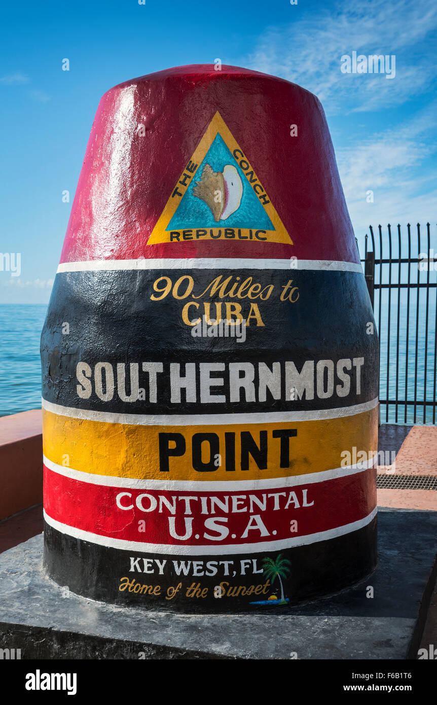 Key West südlichsten Punkt marker Stockfoto
