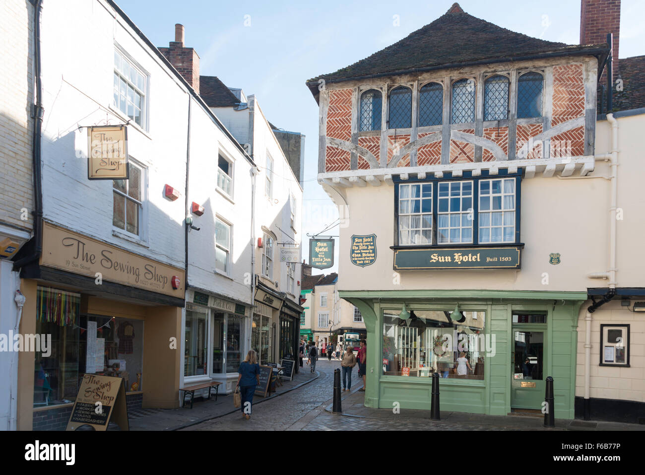 16. Jahrhundert Sonne Hotel, Sun Street, Canterbury, Kent, England, Vereinigtes Königreich Stockfoto