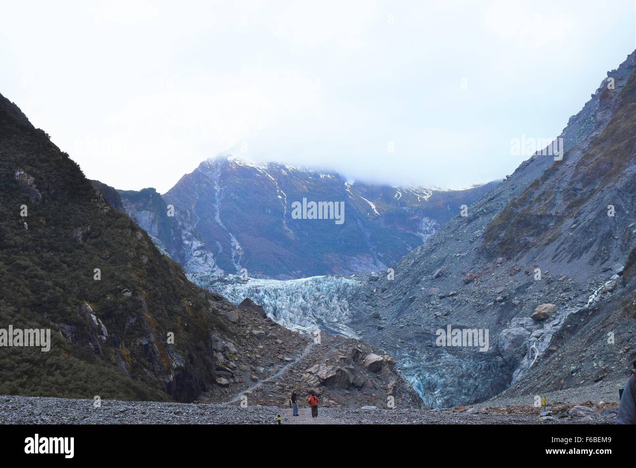 Fuß die Strecke zu sehen, der Fox-Gletscher in Neuseeland Stockfoto