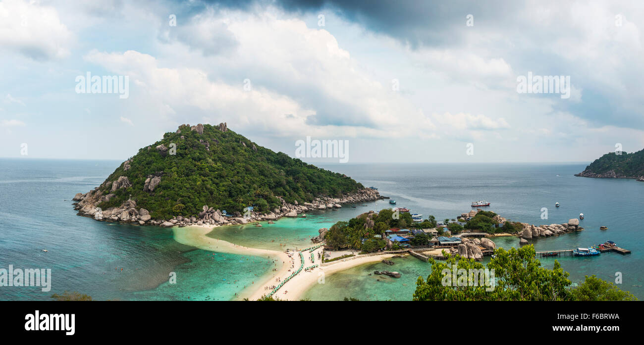 Blick auf Koh Nang Yuan, auch Nangyuan, Koh Tao, Golf von Thailand, Thailand Stockfoto