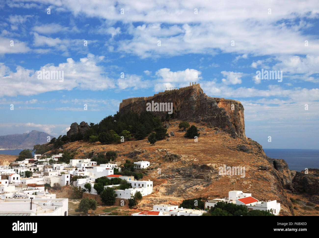 Akropolis von Lindos, Rhodos, Griechenland. Stockfoto