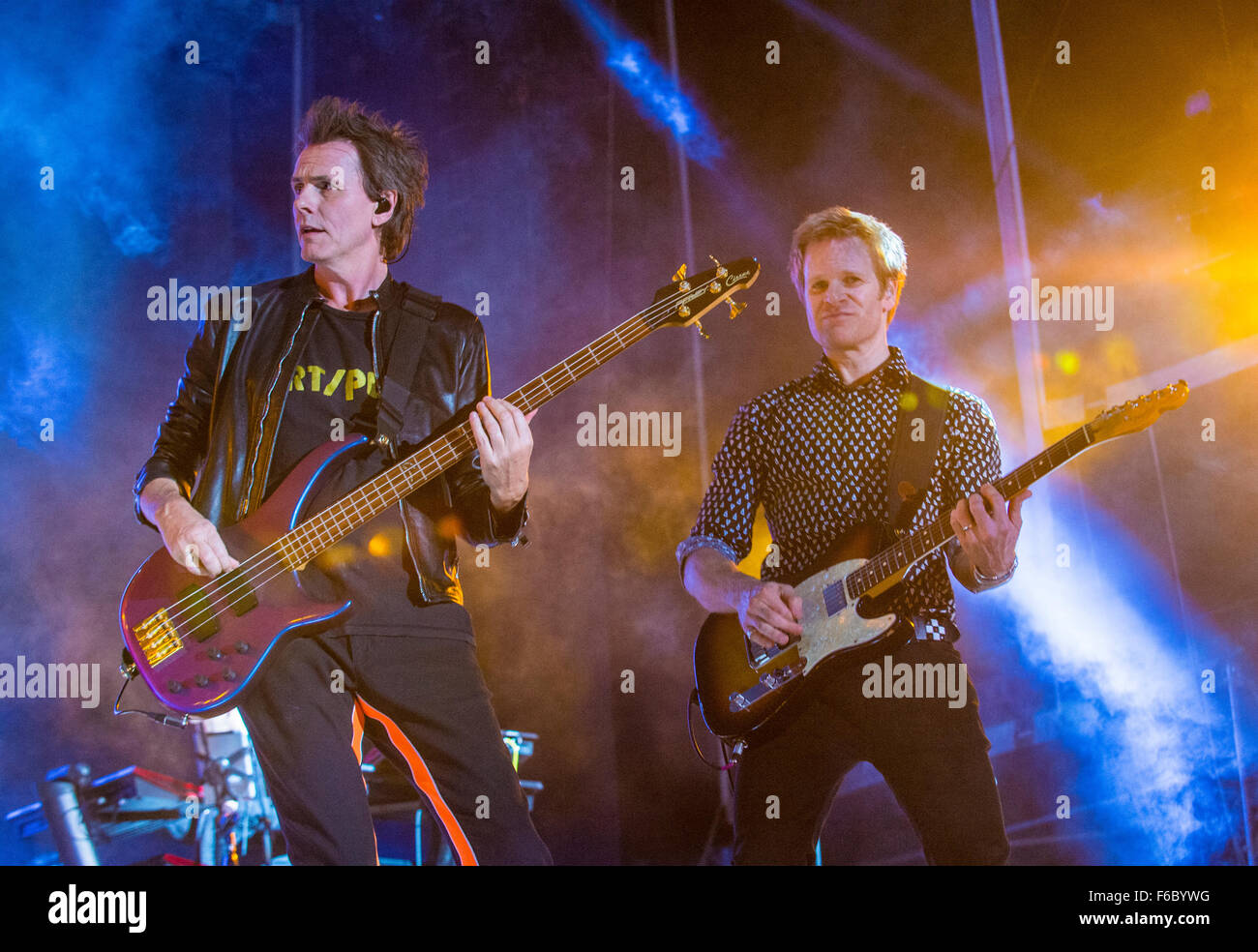 Führen Sie Musiker John Taylor und Roger Taylor von Duran Duran auf Bühne auf das Leben ist schön Musik-Festival in Las Vegas Stockfoto
