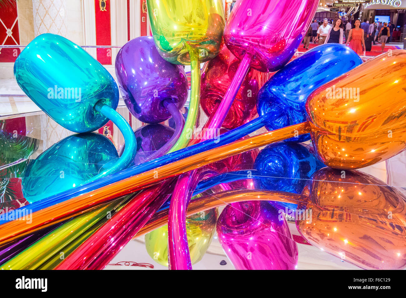Jeff Koons Tulpen Skulptur im Wynn Hotel in Las Vegas anzeigen Stockfoto