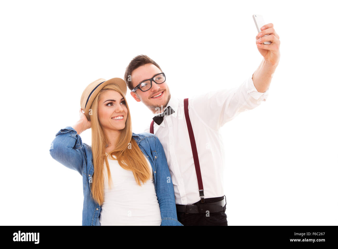 Junge Hipster paar machen ein Selbstporträt Stockfoto