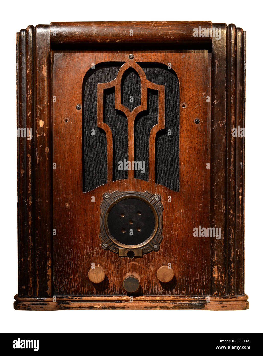 Vintage Radio isoliert auf weißem Hintergrund - mit Beschneidungspfad Stockfoto