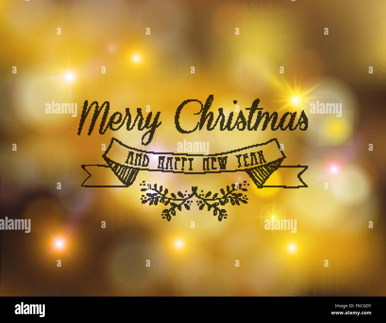 Frohe Weihnachten Frohes neues Blatt und Banner ornament Label Dekoration auf goldenen Bokeh Lichter Hintergrund. Ideal für Xmas card Stock Vektor