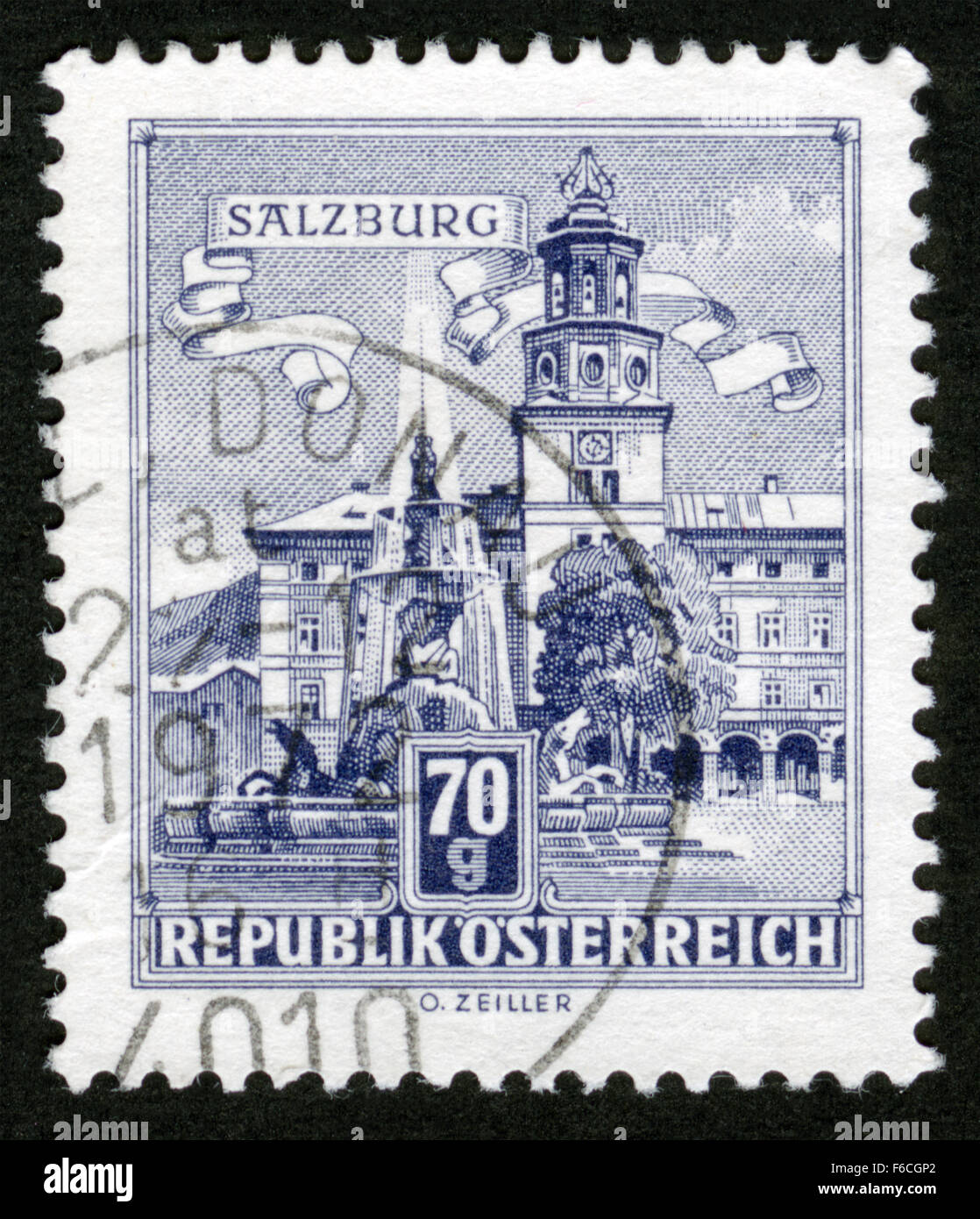 Österreich - ca. 1962: Eine Briefmarke gedruckt in Österreich zeigt Palast des Erzbischofs in Salzburg, aus der Serie "Gebäude in Österreich", Stockfoto
