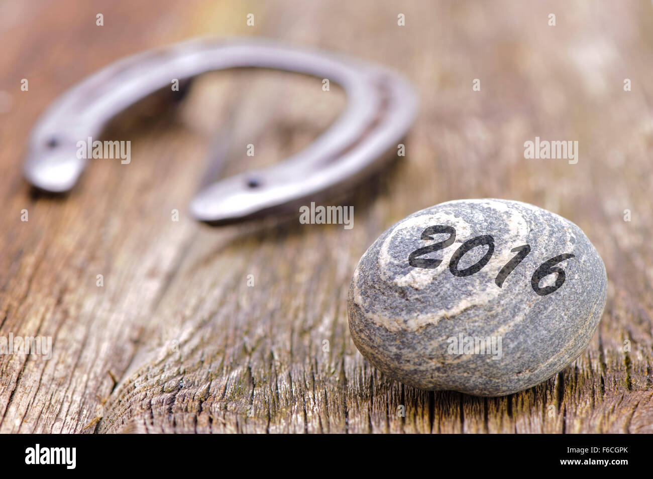 Hufeisen als Talisman für Neujahr 2016 Stockfoto