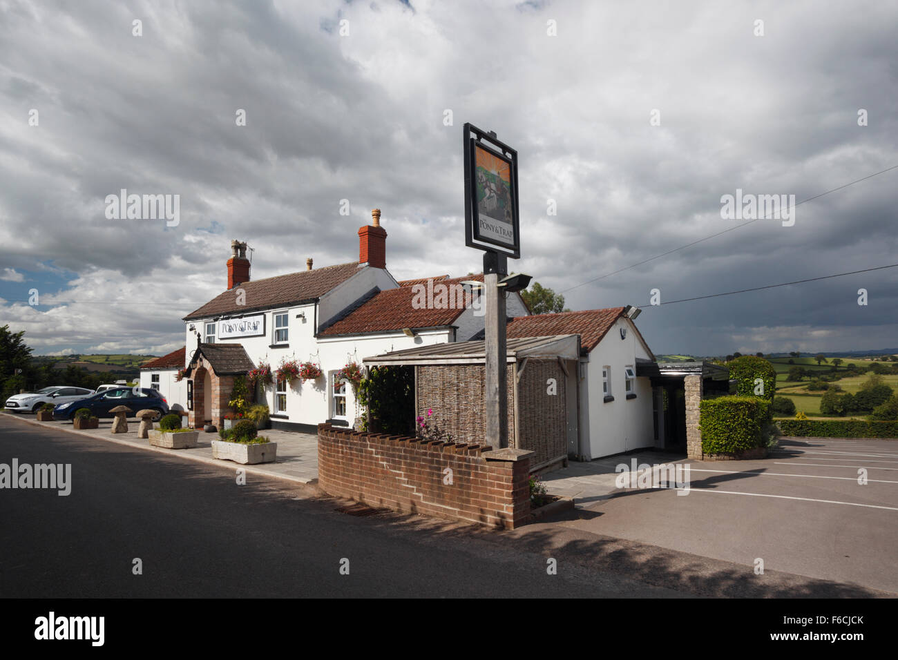 Das Pony und Trap-Pub. Chew Magna. Somerset, UK. Stockfoto