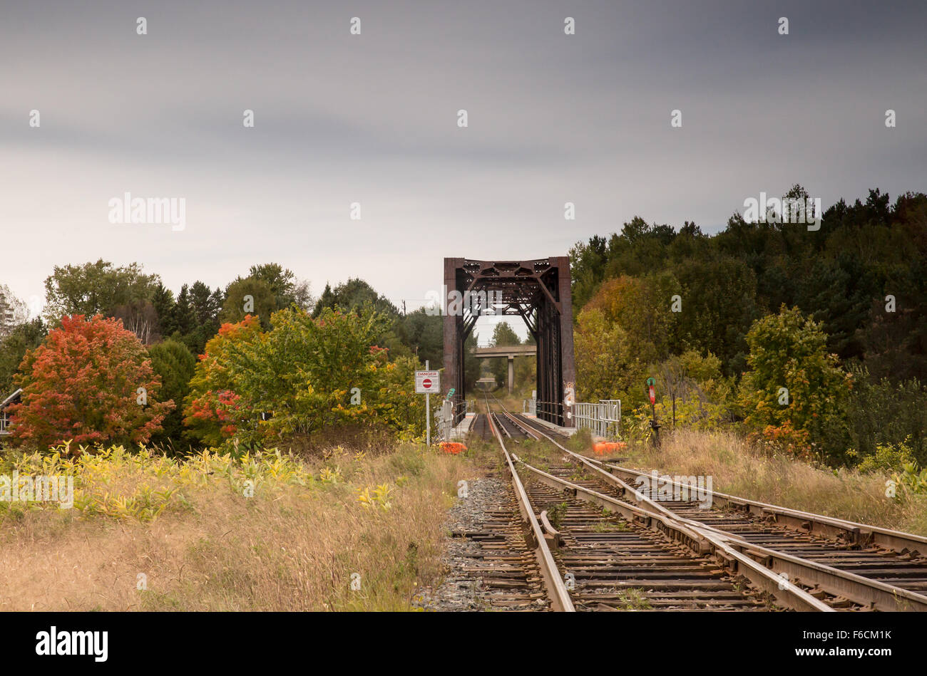 Girder Eisenbahnbrücke, Muskoka, Ontario Stockfoto