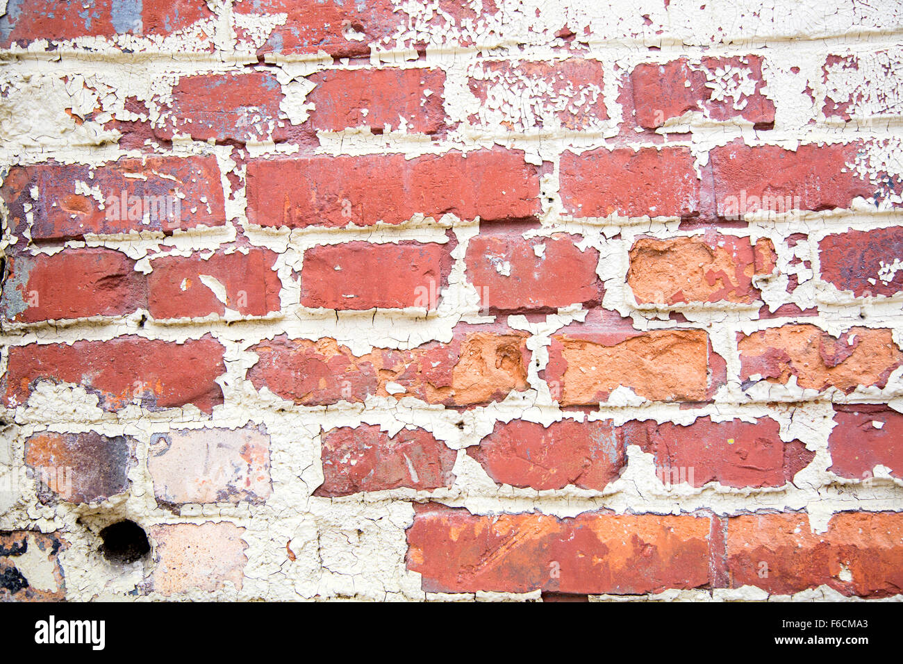 Hintergrund der alten Vintage verschmutzte Ziegelwand mit peeling Putz, Textur Stockfoto