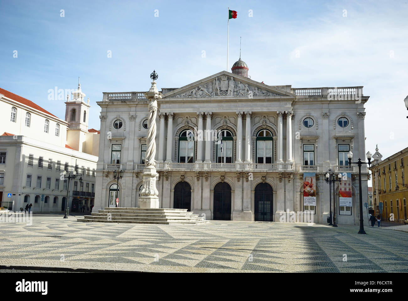 Praça Município - Rathausplatz - Lissabon, Portugal. Europa Stockfoto