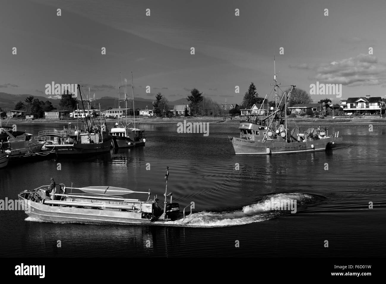 Angelboote/Fischerboote an der tiefen Bucht, Vancouver Island, BC Kanada Stockfoto