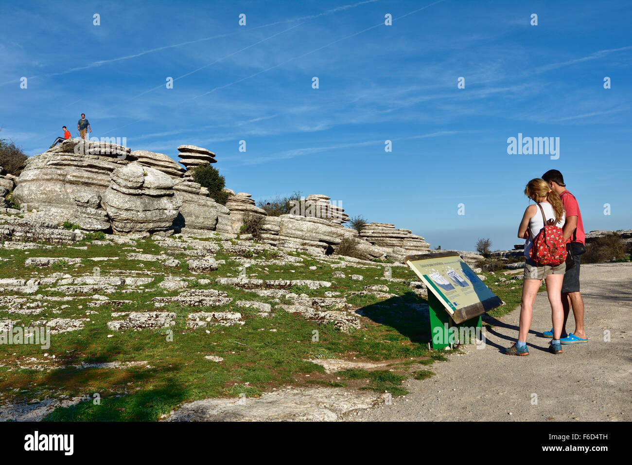 Torcal de Antequera ist ein Naturschutzgebiet in der Sierra del Torcal, Bergkette südlich von der Stadt Antequera. Malaga. Stockfoto