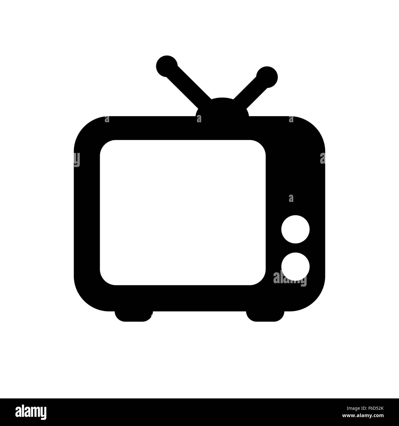 Schwarz TV-Symbol isoliert auf weiss Stockfoto