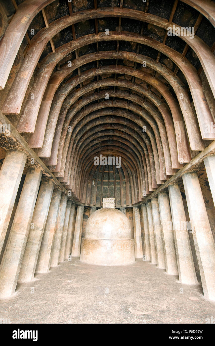 Solide Stupa Chaitya Griha Bhaja Höhlen, Malavali, Lonavala, Pune, Maharashtra, Indien, Asien Stockfoto