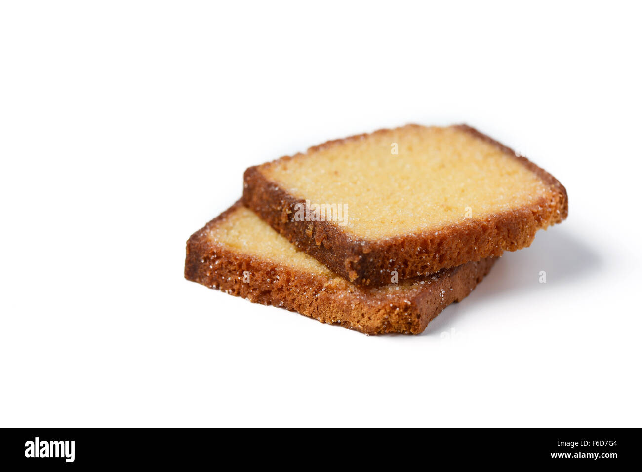 knusprig gebackenes Brot mit Butter und Zucker Stockfoto