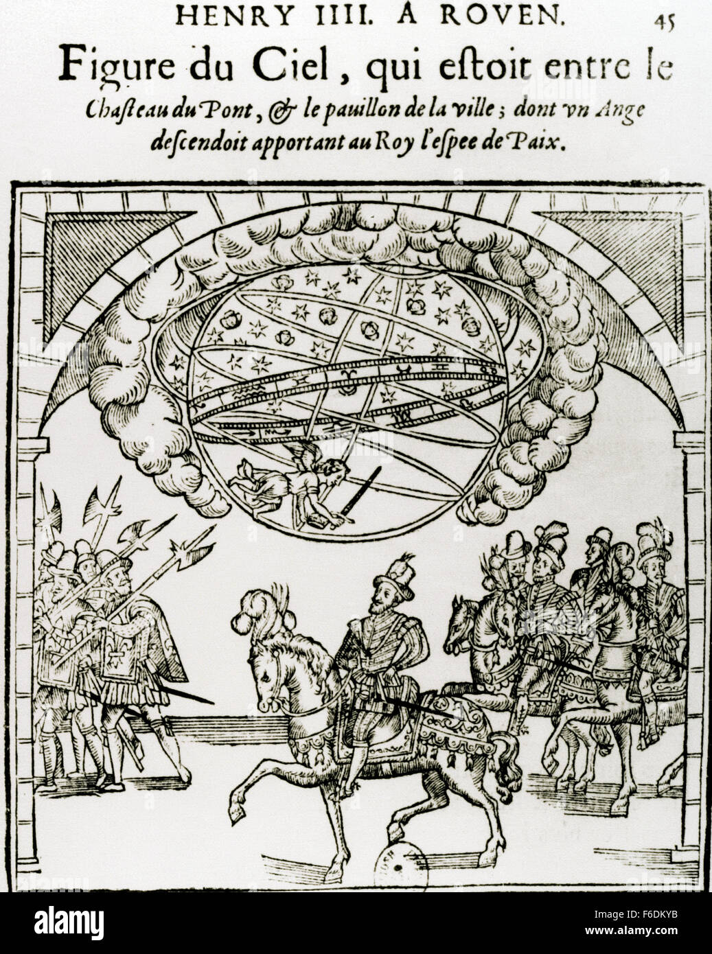 Heinrich IV. von Frankreich (1553 – 1610). König von Navarra als Heinrich III. von 1572-1610 und König von Frankreich von 1589-1610. Eintrag von Henry IV in Rouen, 1596. Gravur. Stockfoto