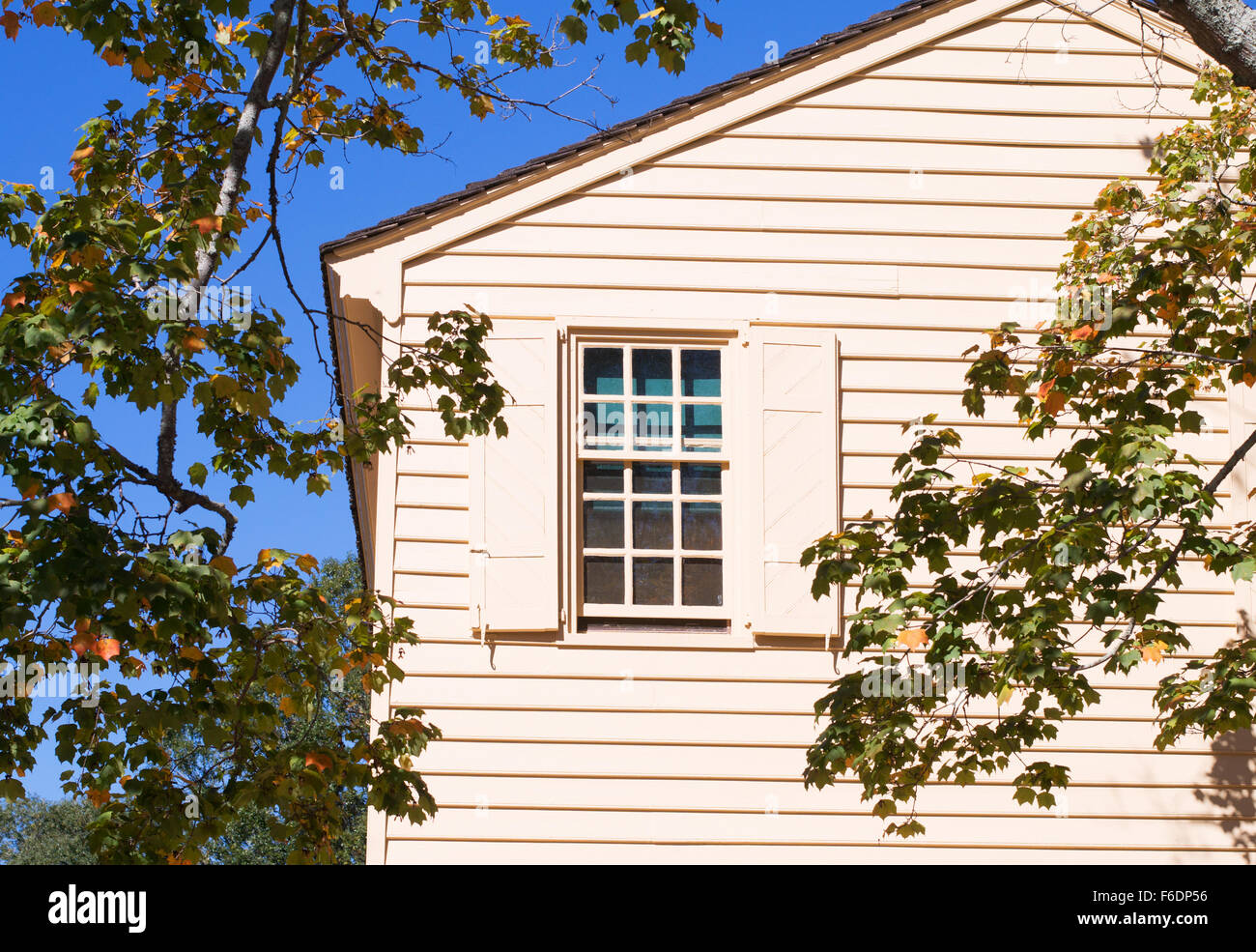 Hölzerne Gebäude Detail Colonial Williamsburg, Virginia, USA Stockfoto