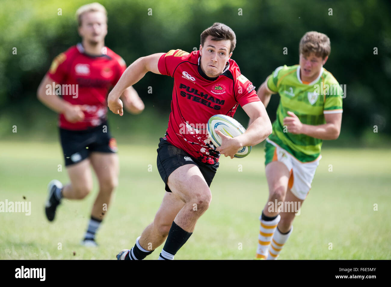 Sherborne-Rugby-Spieler in Aktion Stockfoto