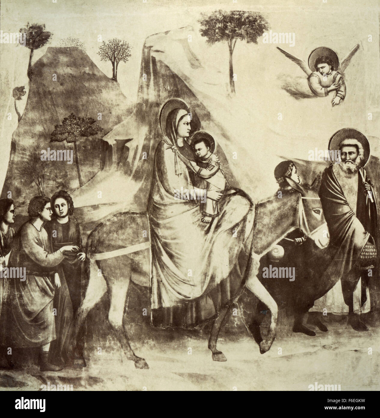 Die Flucht aus Ägypten, gemalt von Giotto Stockfoto