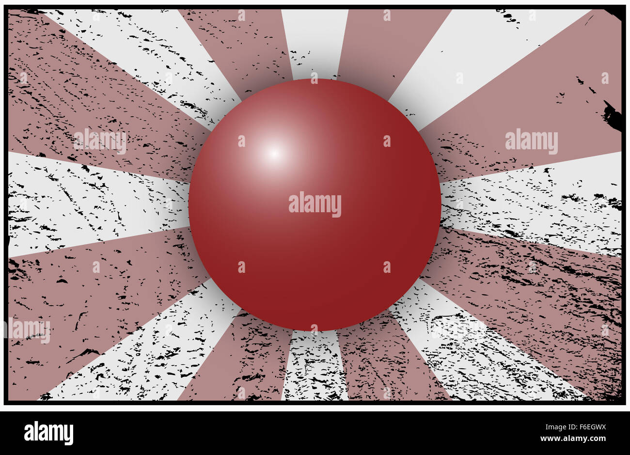 Ein Japan-Flagge-Grunge-Design auf einem weißen Hintergrund isoliert Stockfoto