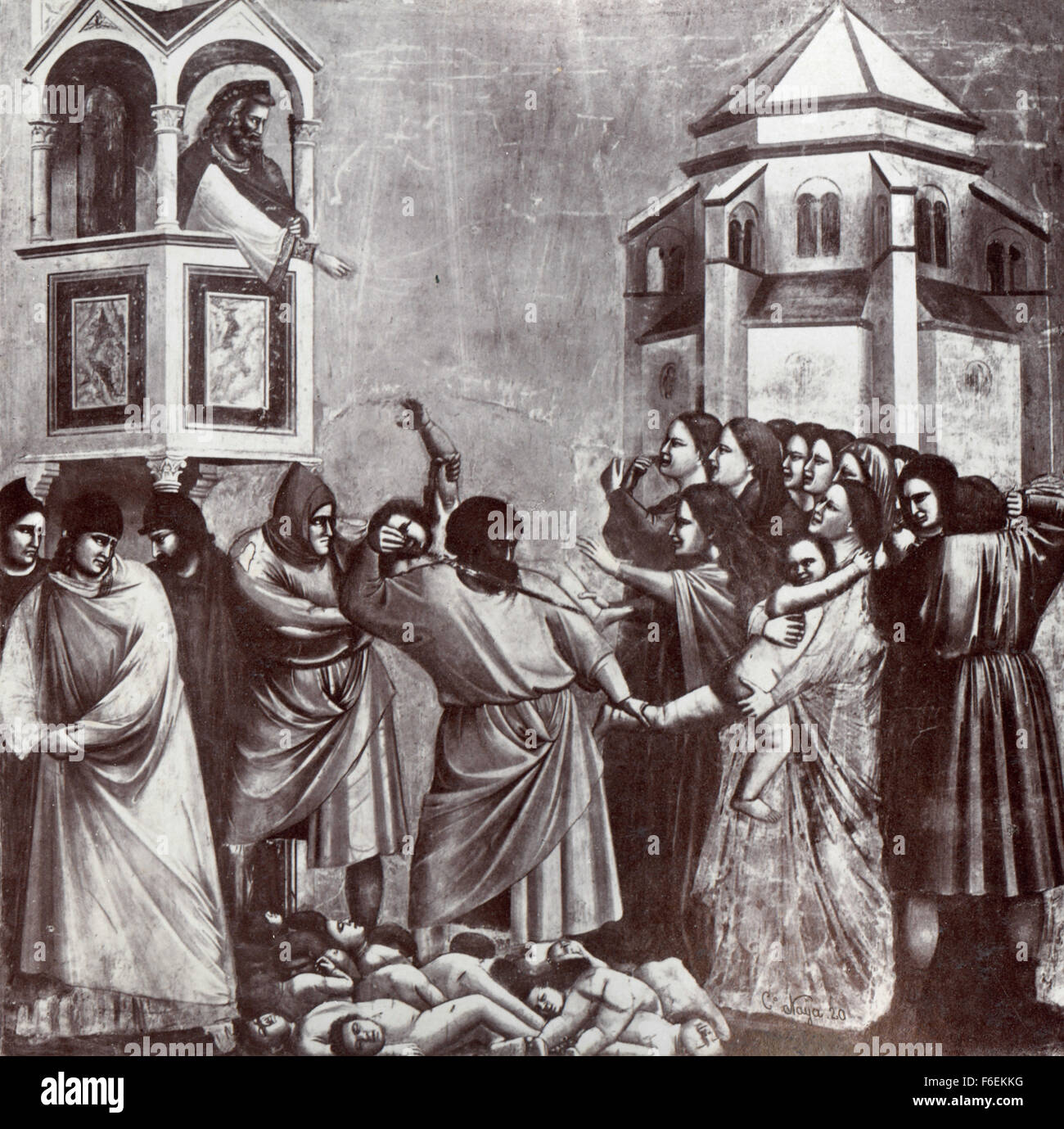 Das Abschlachten von unschuldigen, gemalt von Giotto Stockfoto