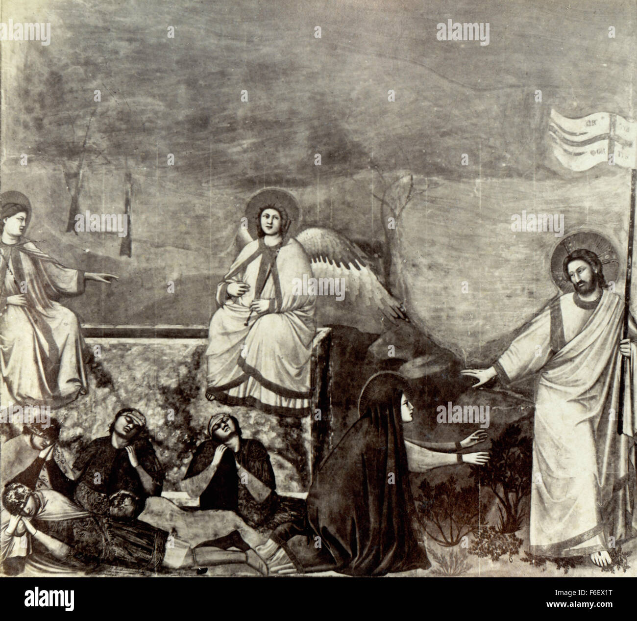 Die Auferstehung, gemalt von Giotto Stockfoto
