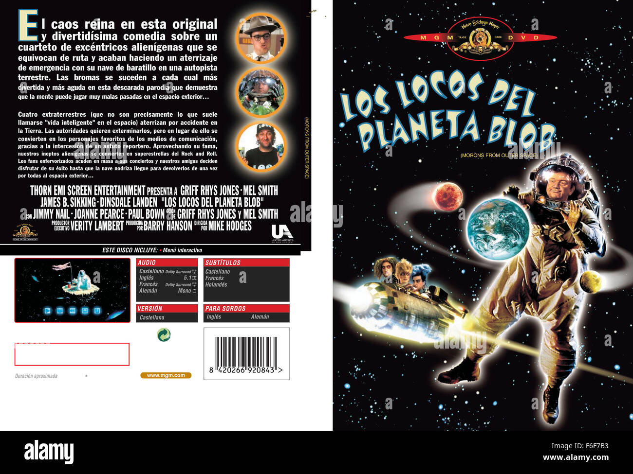 1. Februar 1985; Hollywood, Kalifornien, USA; Box-Cover-Art für die Science-Fiction-Komödie '' Idioten from Outer Space "unter der Regie von Mike Hodges. Stockfoto