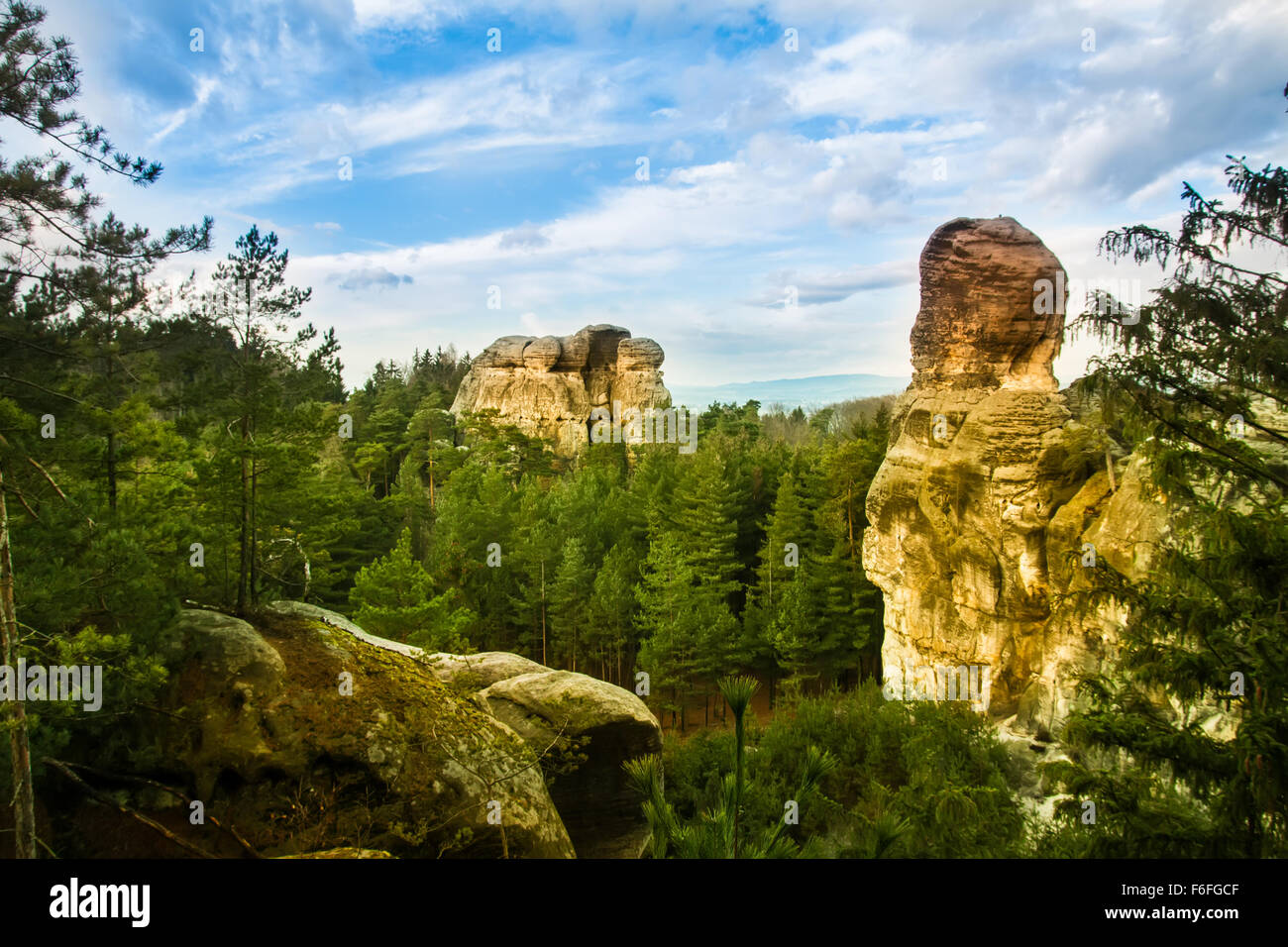 Sandstein-Formationen im Böhmischen Paradies Stockfoto