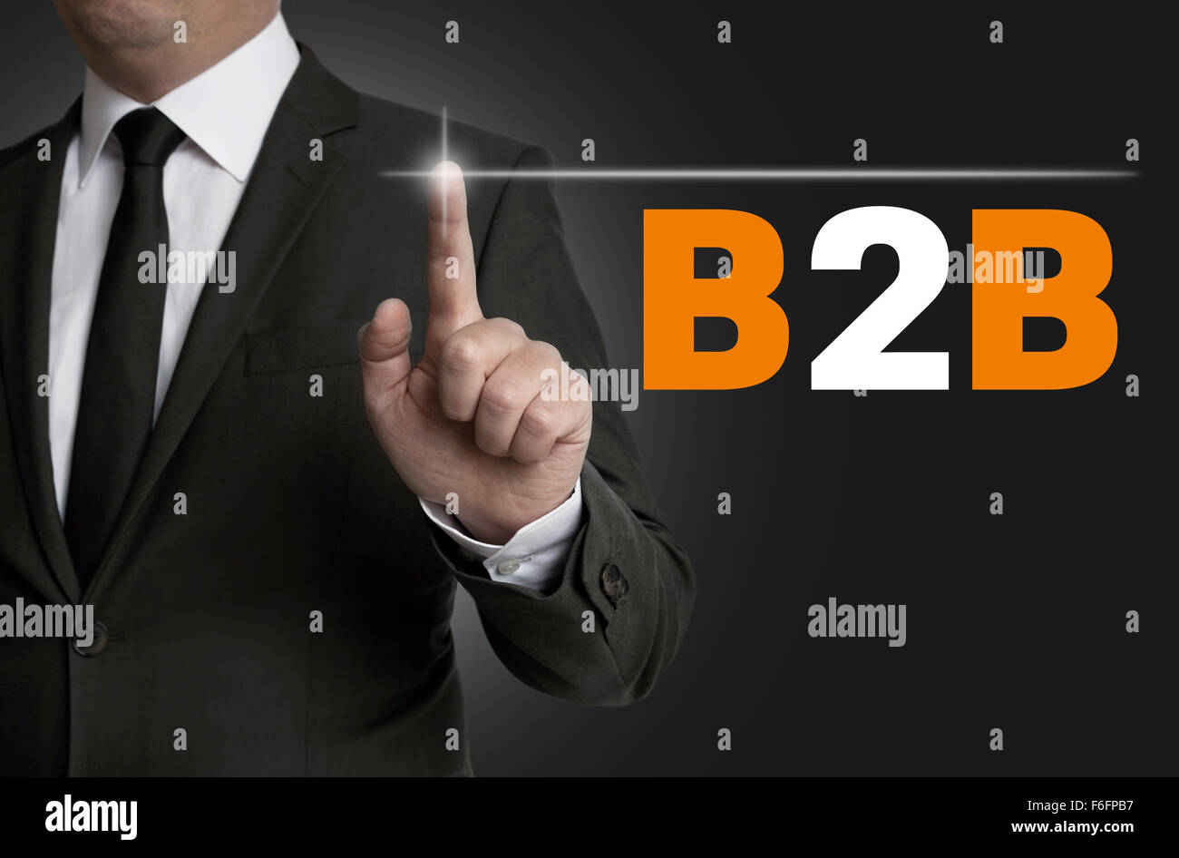 B2B-Touchscreen gesteuert Geschäftsmann Konzept. Stockfoto