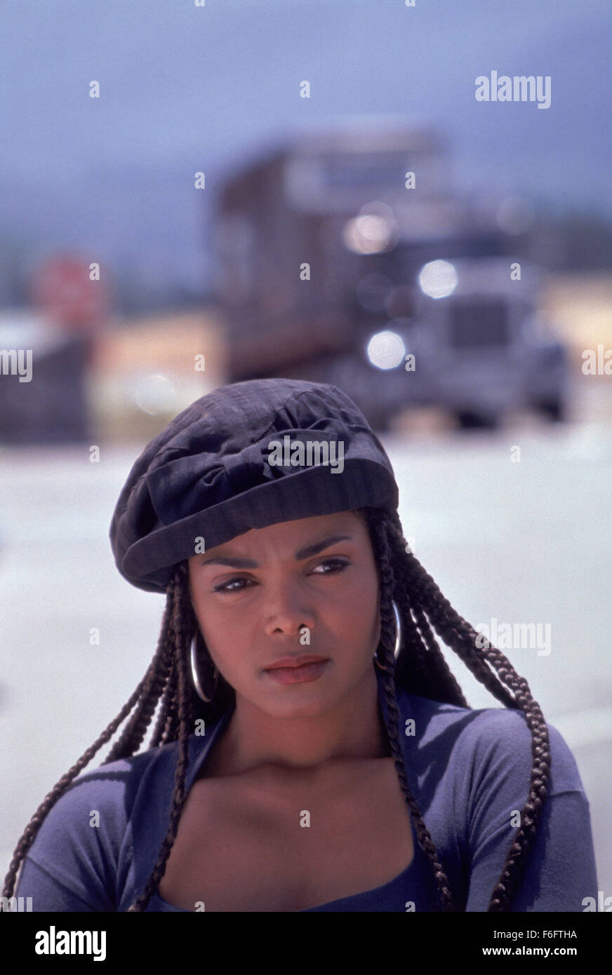 Erscheinungsdatum: 23. Juli 1993. FILMTITEL: ausgleichende Gerechtigkeit. STUDIO: Columbia Pictures Corporation. PLOT: In diesem Film sehen wir die Welt durch die Augen der Hauptfigur Gerechtigkeit, einen jungen afroamerikanischen Dichter. Im Bild: JANET JACKSON als Gerechtigkeit. Stockfoto