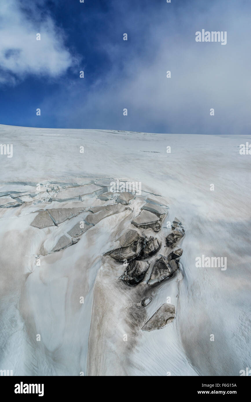 Krossarjokull-Gletscher Mýrdalsjökull Eiskappe, Island Stockfoto
