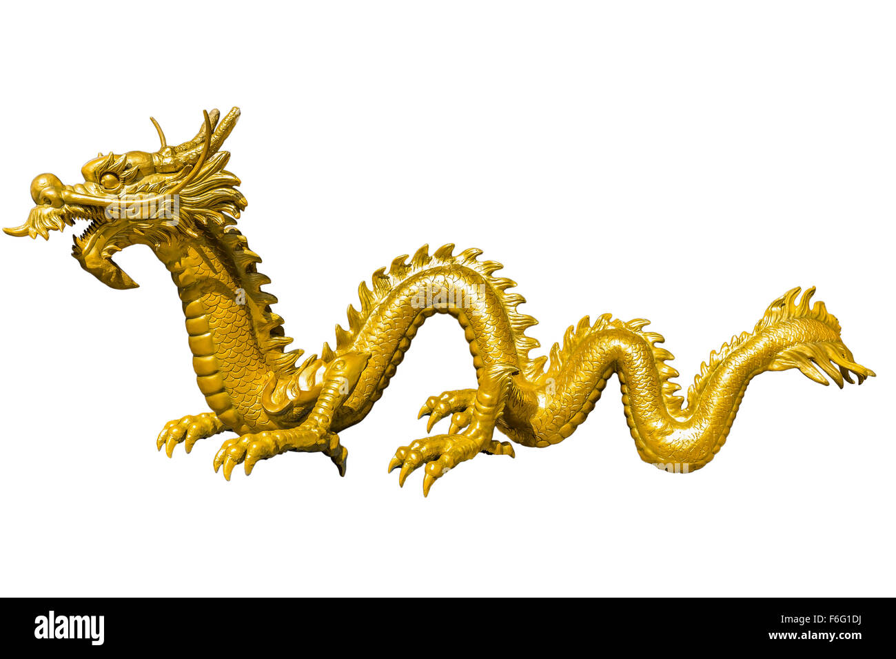 Riesigen goldenen chinesischen Drachen auf isolieren Hintergrund Stockfoto