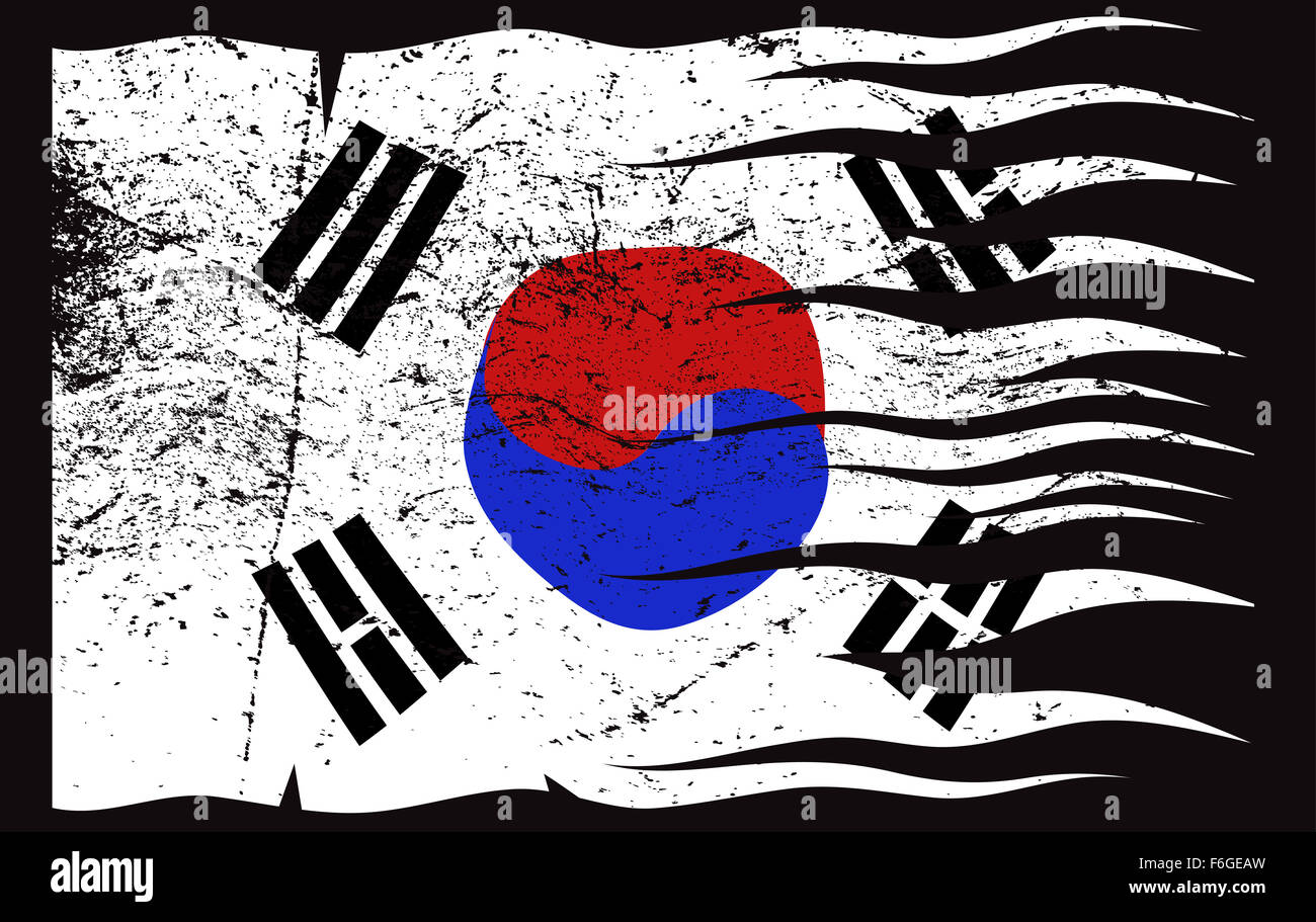 Südkorea Flaggendesign auf schwarzem Hintergrund isoliert Stockfoto
