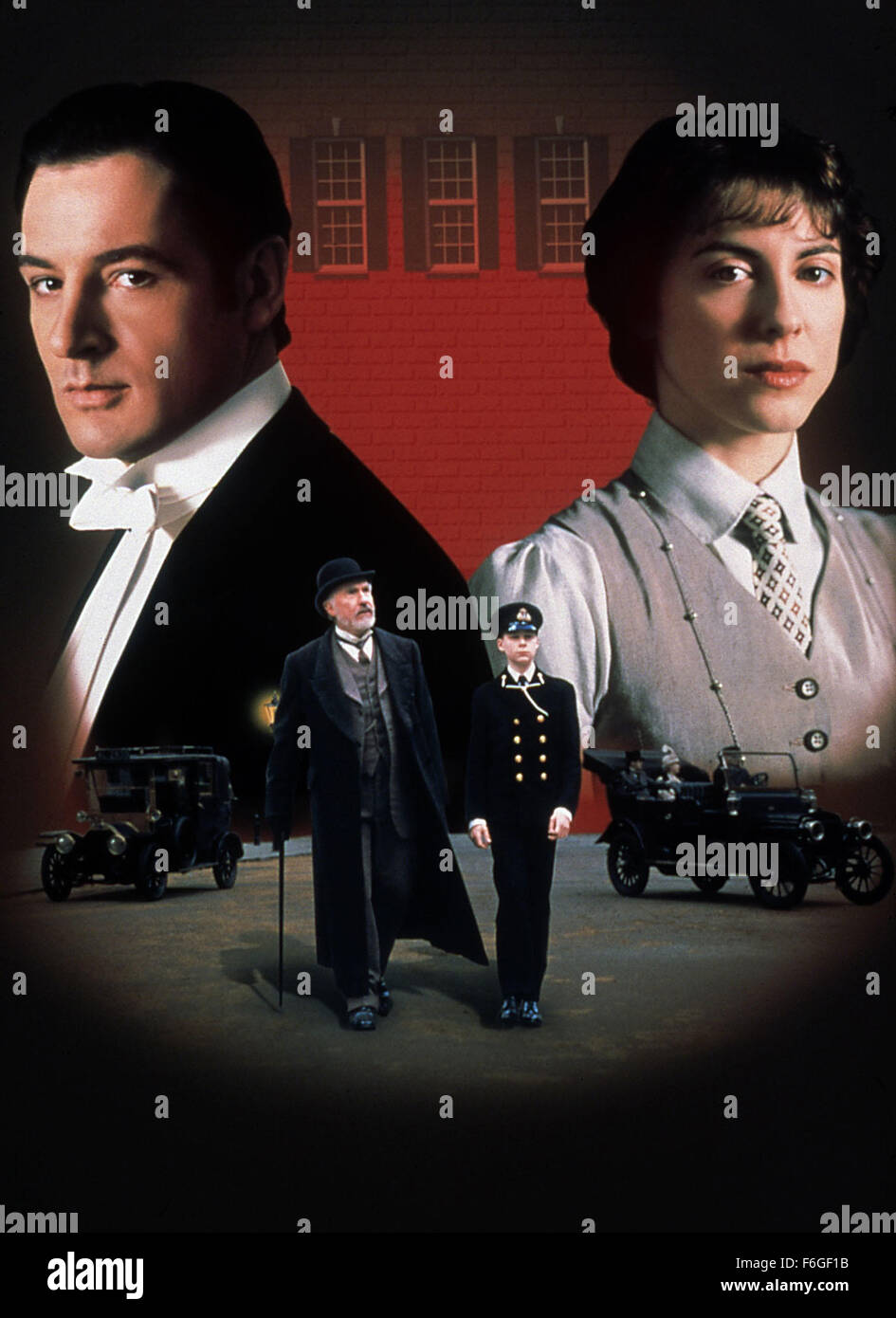 18. Mai 1999; Hollywood, Kalifornien, USA; Bilder von Mamets Drama "The Winslow Boy" Darsteller JEREMY NORTHAM als Sir Robert "Bobby" Morton, REBECCA PIDGEON als Catherine "Kate" Winslow, NIGEL HAWTHORNE als Arthur Winslow und GUY EDWARDS als Ronnie Winslow. Stockfoto