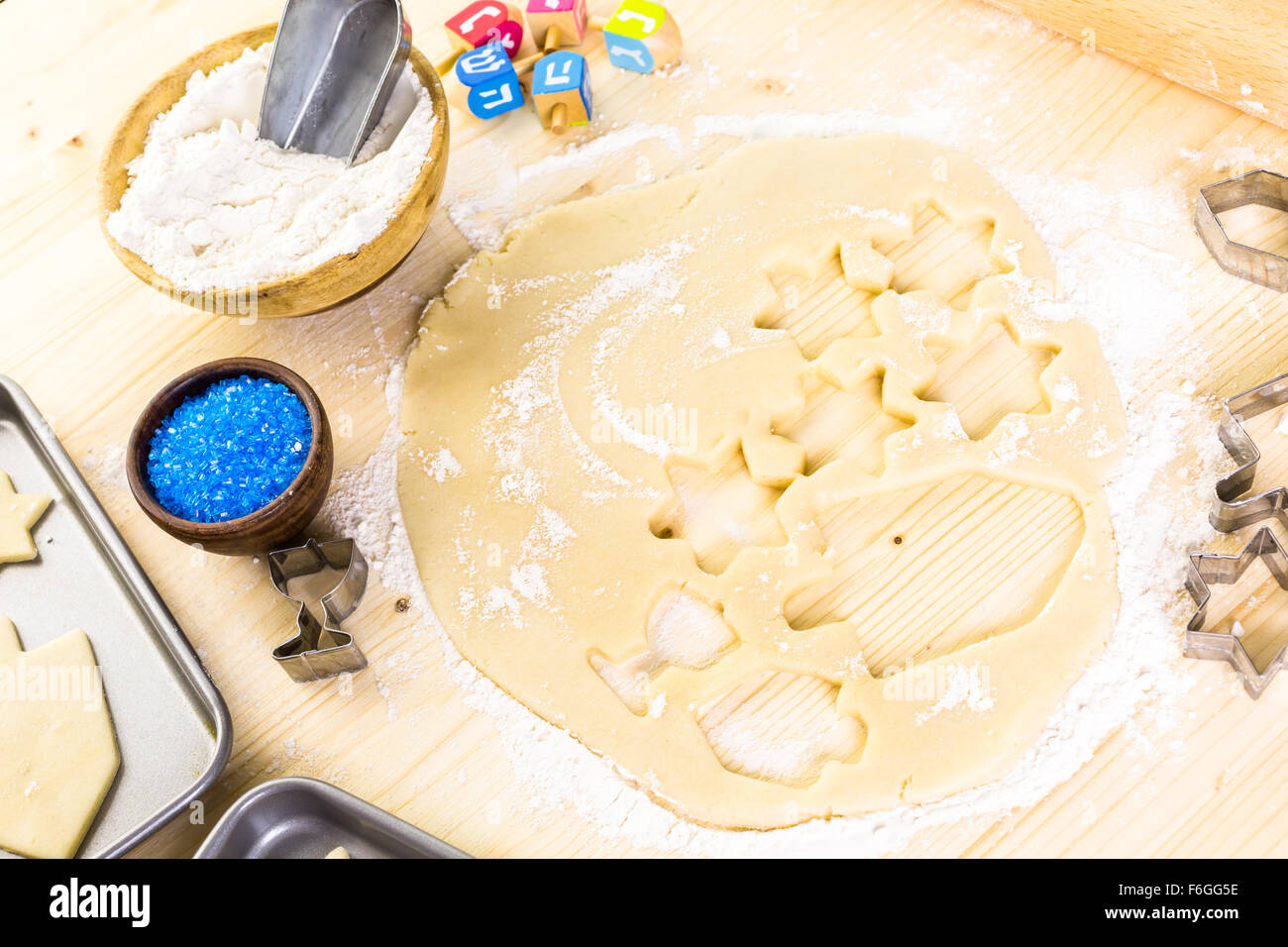 Zucker backen für Chanukka. Stockfoto