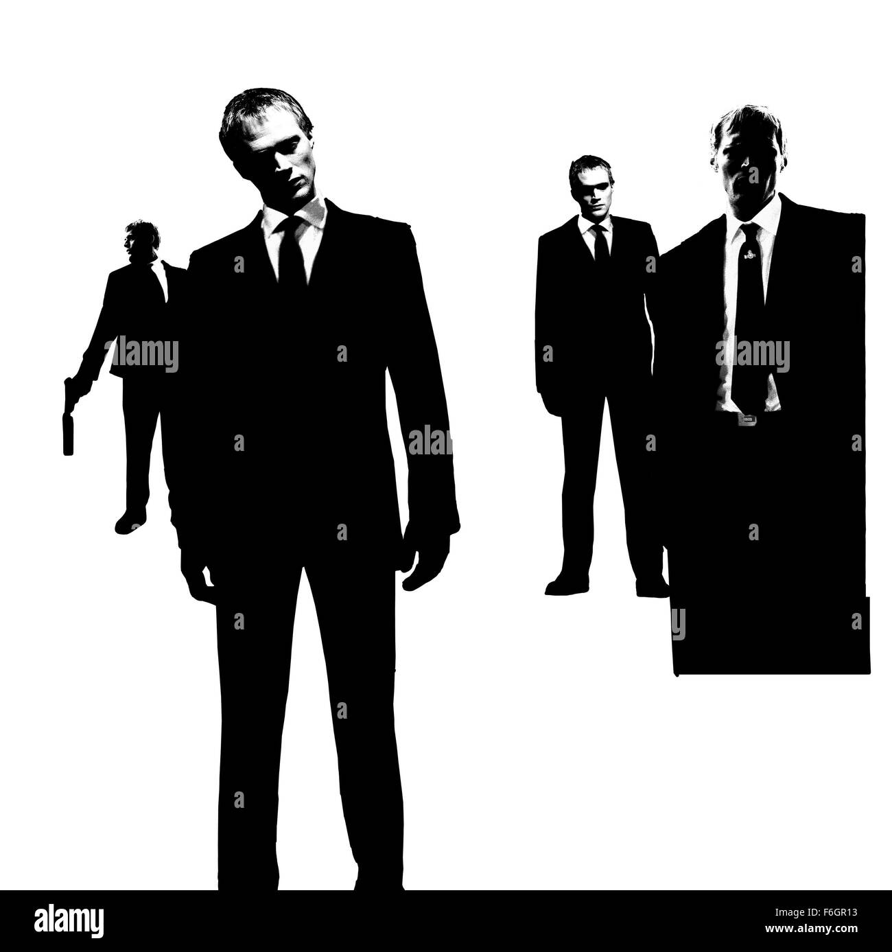 9. Juni 2000; London, UK; MALCOLM MCDOWELL, DAVID THEWLIS und PAUL BETTANY Sterne in dem BSkyB-Thriller "Gangster Nr. 1." Unter der Regie von Paul McGuigan. Stockfoto