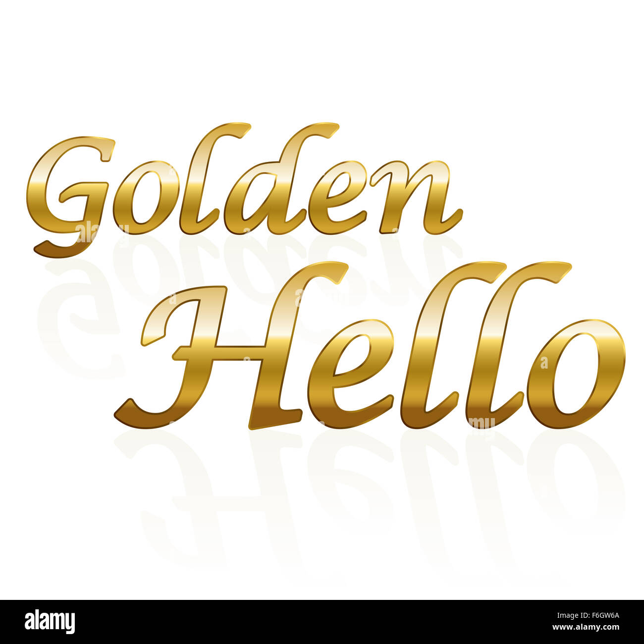 Golden Hallo - Geschäft Begriff. Abbildung auf weißem Hintergrund. Stockfoto