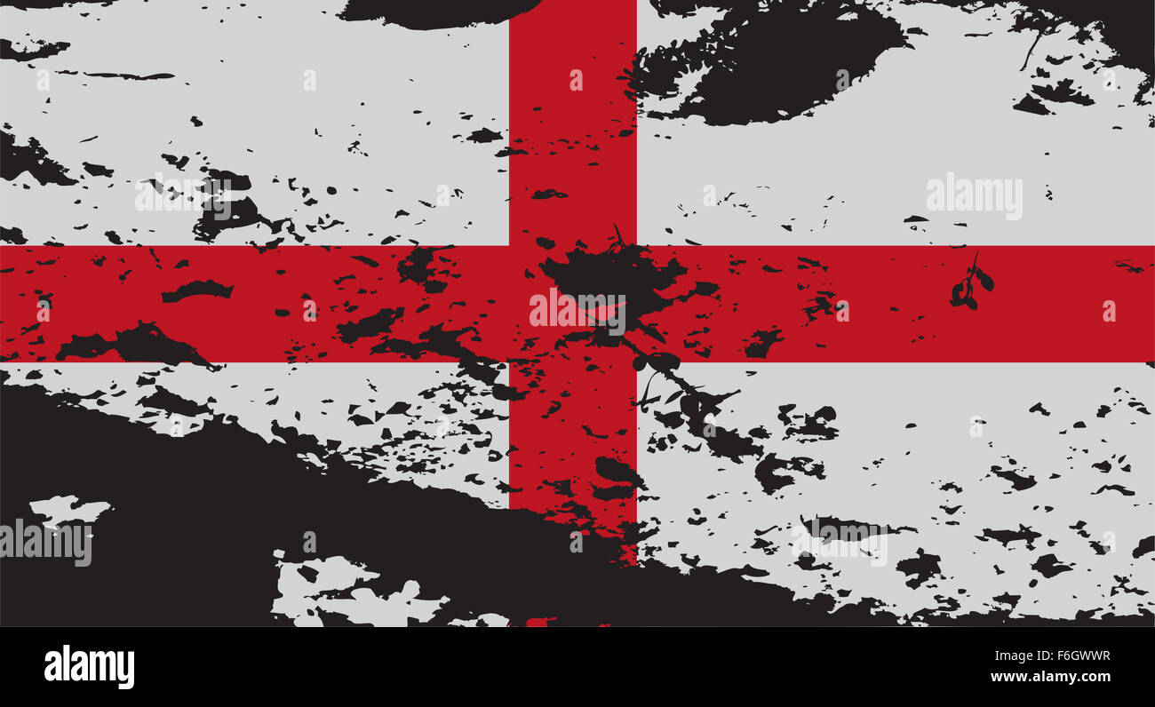 Ein grunged England Flaggendesign auf schwarzem Hintergrund Stockfoto