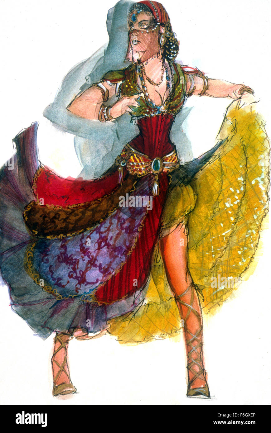 9. Mai 2001; Hollywood, Kalifornien, USA; Ein Kostüm-Konzept-Design Entwurf für das romantisch, Drama, musical "Moulin Rouge" unter der Regie von Baz Luhrmann. Stockfoto