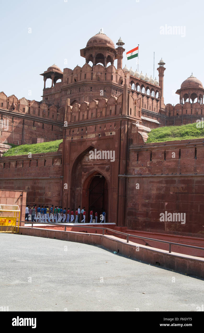 Rotes Fort in Delhi, Unesco Weltkulturerbe, das Rote Fort ist ein Wahrzeichen von Indien, Delhi, Indien Stockfoto