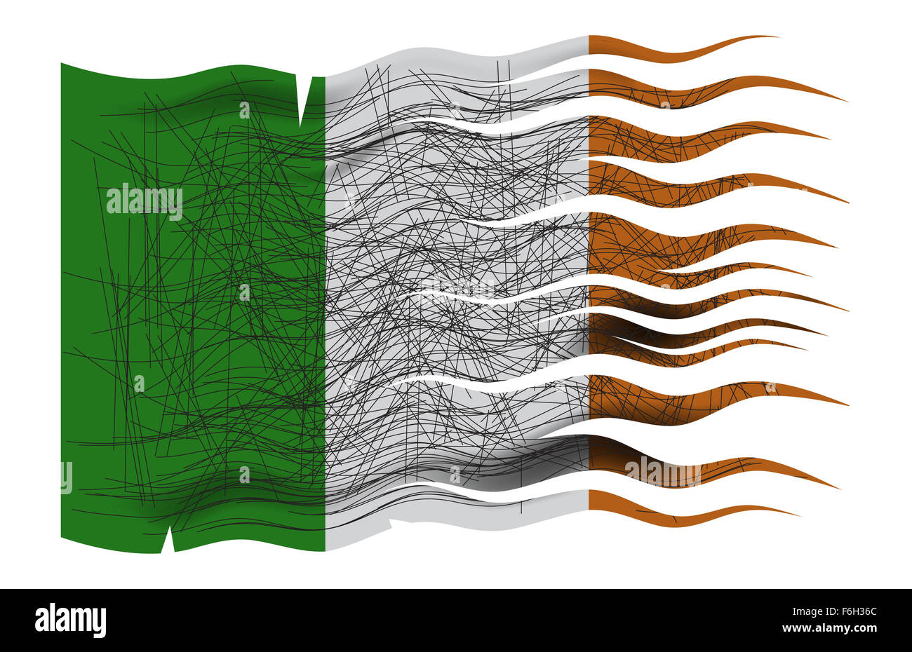 Ein grunged Irland Flaggendesign auf weißem Hintergrund Stockfoto